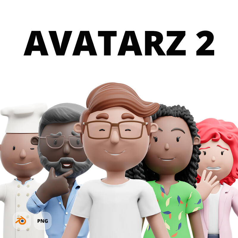 8 000+ combinations of upper-body 3D avatars out of the box. Blender Generator included. Step by step tutorial how to customize avatars included.