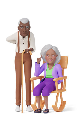 3D elder people as an showcase of huge 3D illustration library.